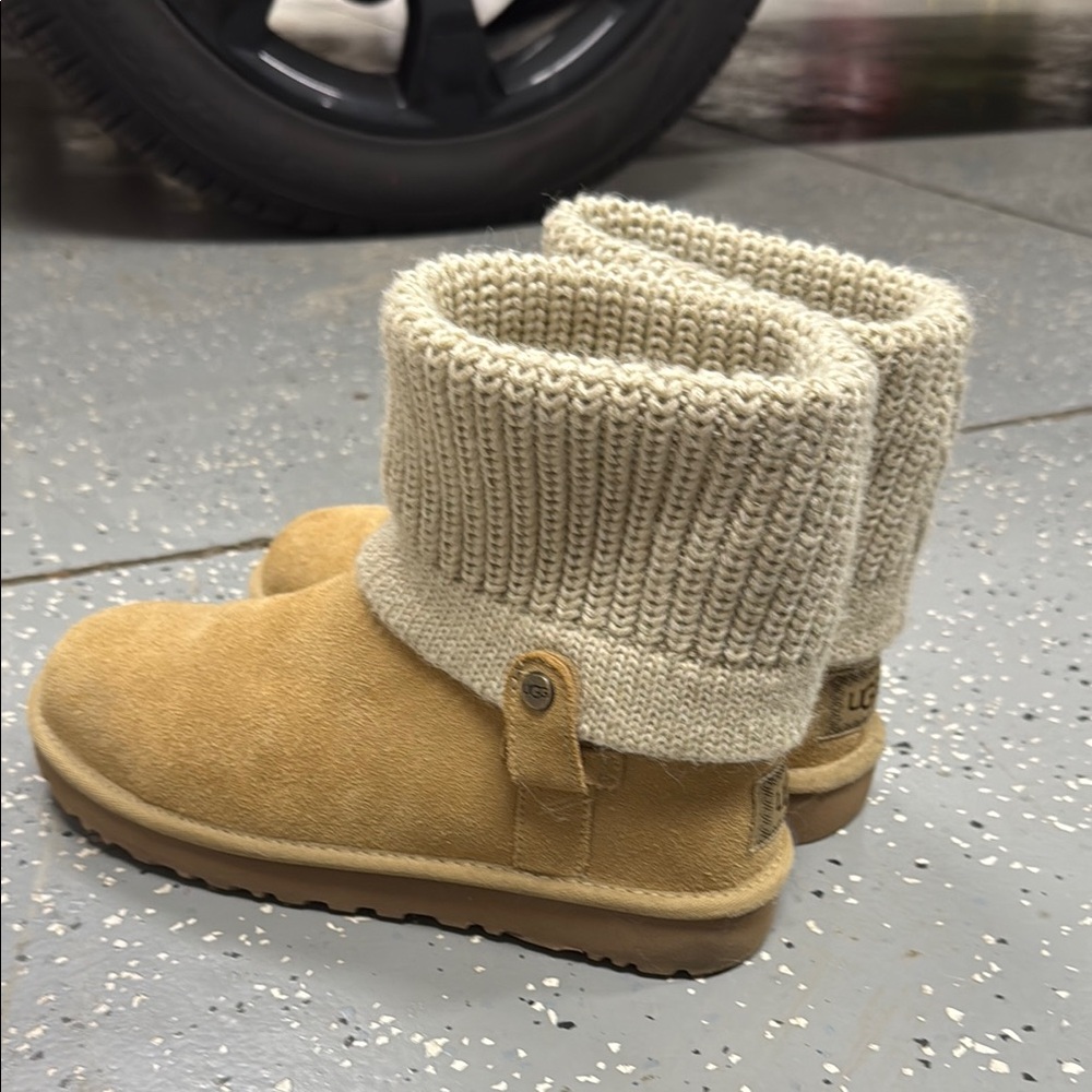 UGG Tan Knit Cuff Boots